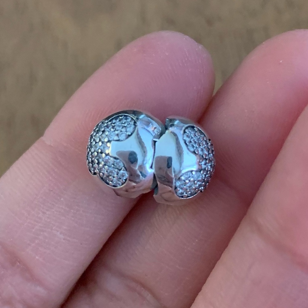 NWOT Disney Mickey Mouse Pave Stopper Safety Clip Charm Sterling Silver 925 - Picture 8 of 10